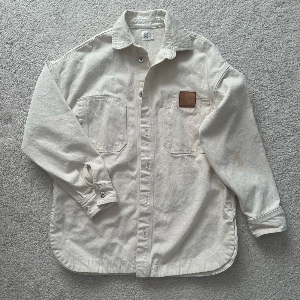 Helsa denim overshirt jacket ecru